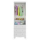 Ver imagem 4 de Guarda Roupas Infantil 2 Portas com Janela 3 Gavetas 100% MDF Lana Espresso Móveis Branco/Brilho