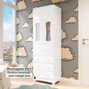 Ver imagem 7 de Guarda Roupas Infantil 2 Portas com Janela 3 Gavetas 100% MDF Lana Espresso Móveis Branco/Brilho