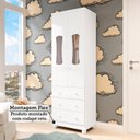 Ver imagem 6 de Guarda-Roupa Bebê 2 Portas com Janela 3 Gavetas 100% MDF Lana Espresso Móveis Branco/Brilho