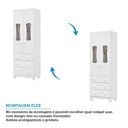 Ver imagem 6 de Guarda Roupas Infantil 2 Portas com Janela 3 Gavetas 100% MDF Lana Espresso Móveis Branco/Brilho