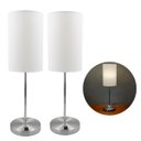 Ver imagem 2 de Kit 2 Abajur Luminaria de Mesa Redondo Aluminio Interruptor com Cupula Tecido Algodão