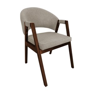 Cadeira de Jantar Madeira Maciça Mel Premium Helen Linho Bege