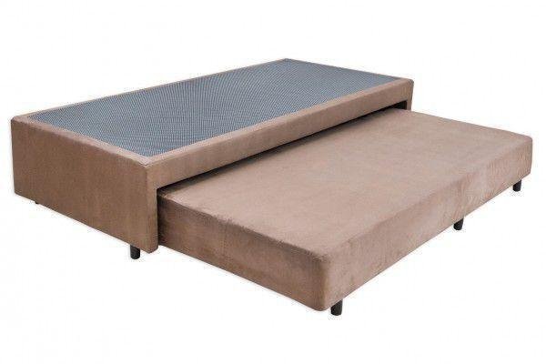 Cama Box Base Casal Com Auxiliar Semi Ortopedica Suede:TABACO