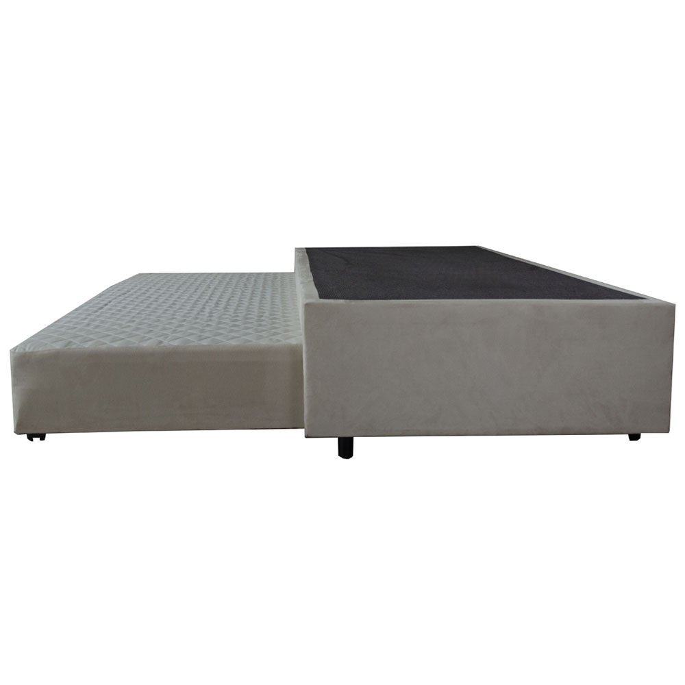 Cama Box Base Casal Com Auxiliar Semi Ortopedica Suede:TABACO - 2