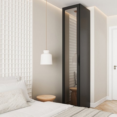 Guarda Roupa Modulado 1 Porta Reflecta com 6 Prateleiras Hera CabeCasa MadeiraOriginals