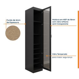 Guarda Roupa Modulado 1 Porta Reflecta com 6 Prateleiras Hera CabeCasa MadeiraMadeira - 7