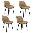 Ver imagem 1 de Cadeira Jantar Estofada Courino C/ Matelassê Base Aço 4 Un Cor:caramelo com Preto