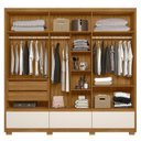Ver imagem 2 de Guarda-Roupa Casa 6 Portas 3 Gavetões 2 Gavetas Internas com Espelho e Pés Amazonas Marrom/Freijó/Off White