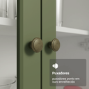Ver imagem 6 de Cristaleira 70 cm 2 Portas de Vidro com Pés Cônicos Branco/Verde/Branco Vik Madesa
