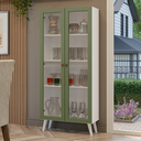 Ver imagem 1 de Cristaleira 70 cm 2 Portas de Vidro com Pés Cônicos Branco/Verde/Branco Vik Madesa
