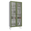 Ver imagem 2 de Cristaleira 70 cm 2 Portas de Vidro com Pés Cônicos Branco/Verde/Branco Vik Madesa