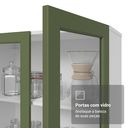 Ver imagem 7 de Cristaleira 70 cm 2 Portas de Vidro com Pés Cônicos Branco/Verde/Branco Vik Madesa