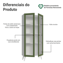 Ver imagem 4 de Cristaleira 70 cm 2 Portas de Vidro com Pés Cônicos Branco/Verde/Branco Vik Madesa