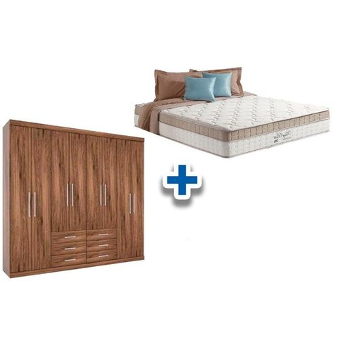 Cama Box Casal + Colchão King Best + Guarda Roupa Master 8.6 Demolição