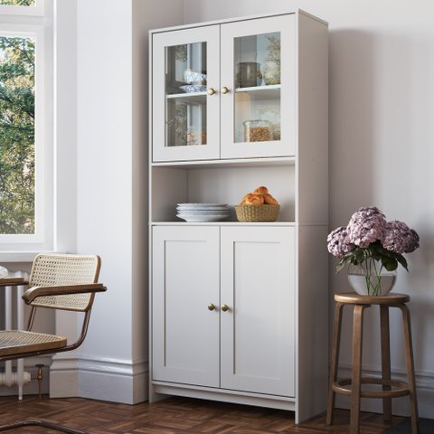 Armário Multiuso Cozinha Americana com Porta de Vidro