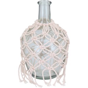Vaso Decorativo Enfeite Garrafa Trama Algodão Vidro 25x12cm