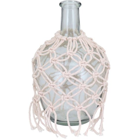 Vaso Decorativo Enfeite Garrafa Trama Algodão Vidro 25x12cm