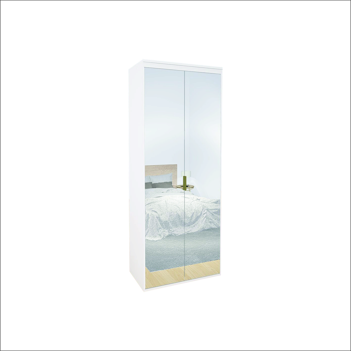 Guarda Roupa Modular 2 Portas Espelho com Gavetas 90 cm Lotus Belmax:Branco