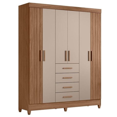Guarda Roupa Solteiro Ambiente Aruba 6 Portas Carvalho Fendi - Moval