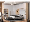 Ver imagem 1 de Quarto Modulado 2 Guarda Roupas 2 Mesas de Cabeceira 2 Módulos San Diego Bege/Aveiro Oak/Cinza Urbano