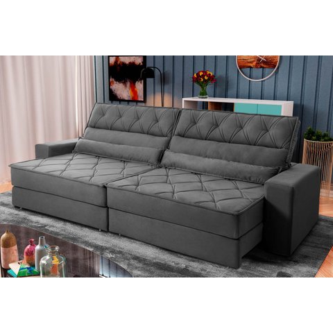 Sofá Retrátil Reclinável 230cm Albany Suede Velut com Molas Ensacadas - King House