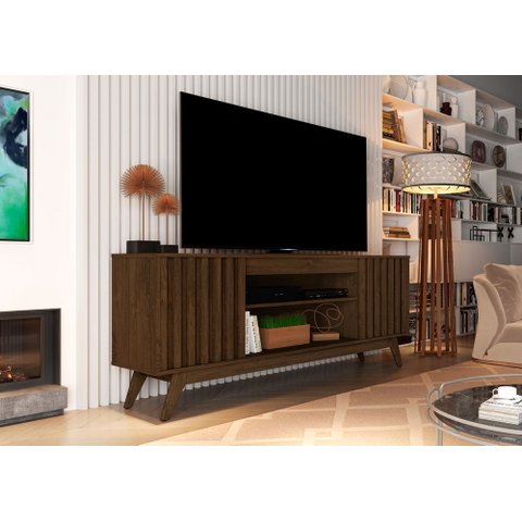 Rack para TV até 60" Malibu Wood Giga - Cedro Madeira/Ripado