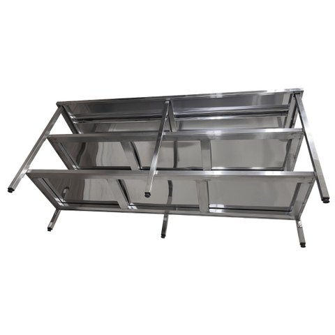 Mesa de Aço Inox Industrial 190x60x90 cm com 2 Prateleiras Plano Liso Nortinox