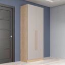 Ver imagem 5 de Quarto Modulado 3 Guarda Roupas 2 Mesas de Cabeceira 1 Módulo Ponte Aéreo San Diego Bege/Aveiro Oak/Cinza Urbano