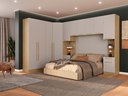 Ver imagem 1 de Quarto Modulado 3 Guarda Roupas 2 Mesas de Cabeceira 1 Módulo Ponte Aéreo San Diego Bege/Aveiro Oak/Cinza Urbano