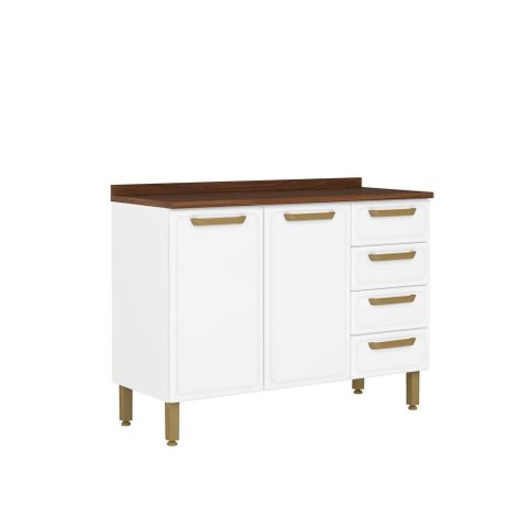 Balcão de Aço com Tampo 2 Portas 4 Gavetas Bella Bertolini