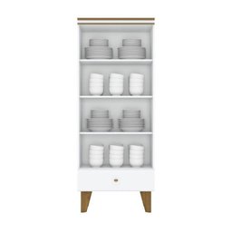 Cristaleira 02 Portas 01 Gaveta Branco Com Nature - 3 Cristaleira 02 Portas 01 Gaveta Branco Com Nature - 3