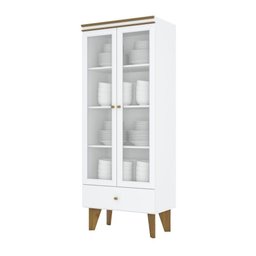 Cristaleira 02 Portas 01 Gaveta Branco Com Nature - 2 Cristaleira 02 Portas 01 Gaveta Branco Com Nature - 2