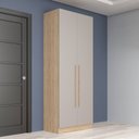 Ver imagem 4 de Dormitório Modulado 5 Peças 3 Guarda Roupas 1 Mesa de Cabeceira 1 Módulo Ponte San Diego Bege/Aveiro Oak/Cinza Urbano