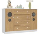 Ver imagem 2 de Cômoda Infantil 125cm 2 Portas com Vidro e 4 Gavetas Pirulito Multimóveis Mp4470 Branco-madeirado