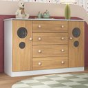 Ver imagem 1 de Cômoda Infantil 125cm 2 Portas com Vidro e 4 Gavetas Pirulito Multimóveis Mp4470 Branco-madeirado