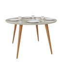 Ver imagem 2 de Mesa de Jantar Redonda 4 Lugares com Pés Palito e Tampo de Vidro Mdf:off White