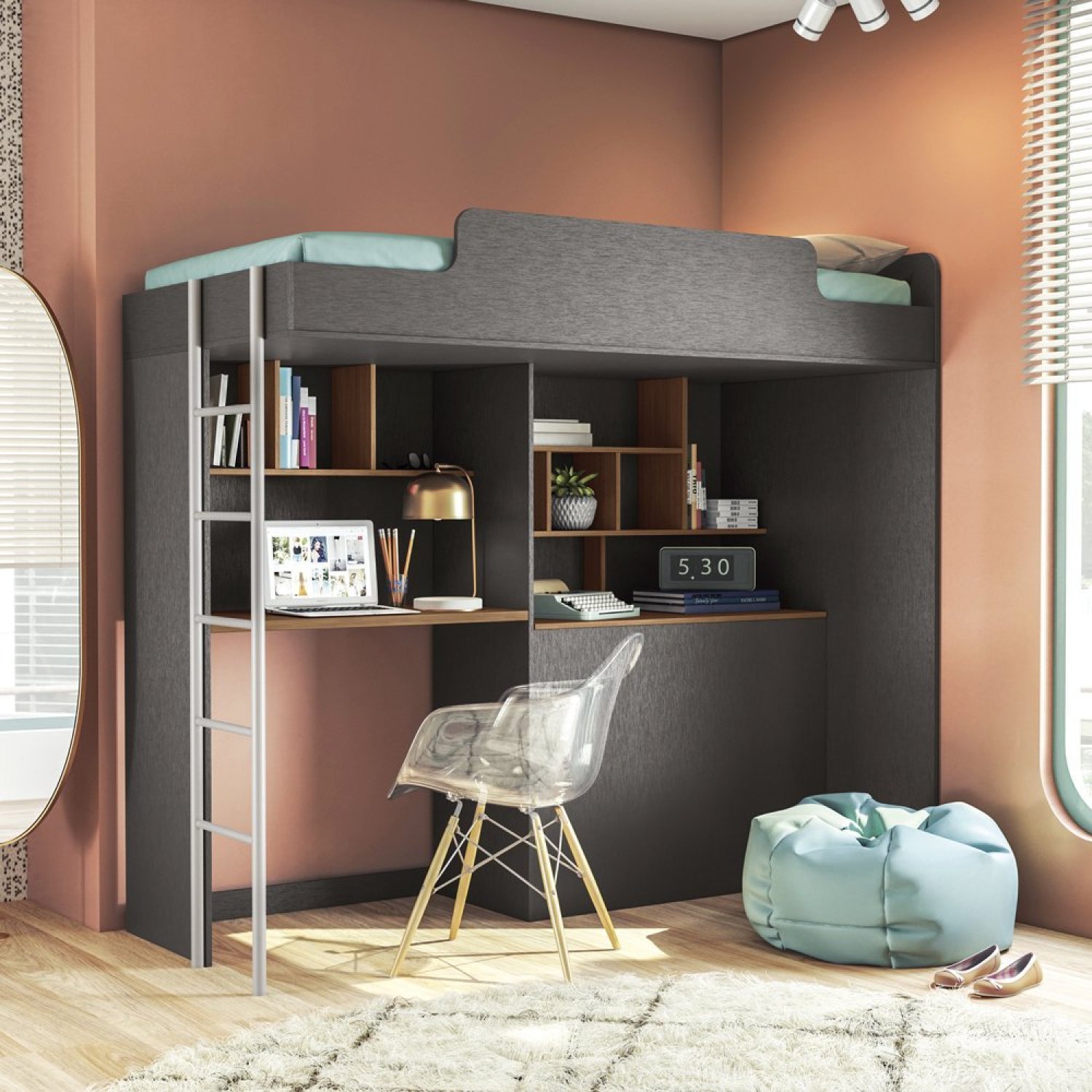 Cama Solteiro Multifuncional com Escrivaninha Office New Conect - 1