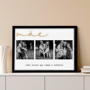 Quadro Personalizado com Foto Mãe Três Letras que Cabem o Infinito em Moldura Caixa Tacolado Papel D