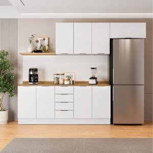 Cozinha Modulada 4 Peças com Tampo 2 Aéreos e 2 Balcões Ipanema Cabecasa Madeiramadeira