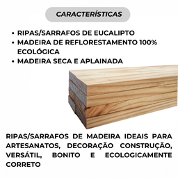 10 Ripas Sarrafos 3x3x70 Cm Madeira de Pinus Artesanato - 5