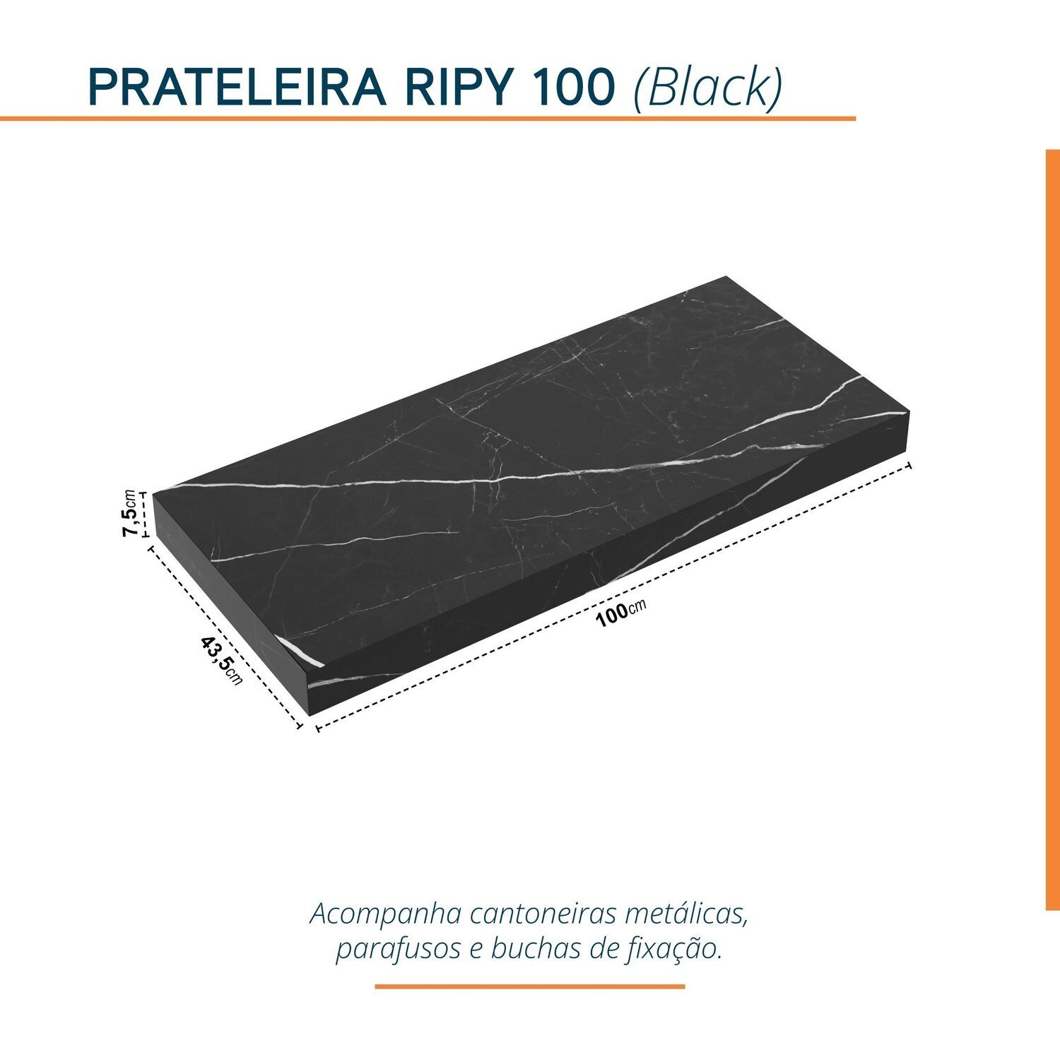 Prateleira em Porcelanato para Banheiro Ripy 100cm - 4