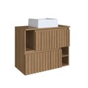 Ver imagem 2 de Gabinete de Banheiro Suspenso 75cm Luiza com 2 Portas Basculante com Cuba Marrom/Mel