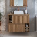 Ver imagem 1 de Gabinete de Banheiro Suspenso 75cm Luiza com 2 Portas Basculante com Cuba Marrom/Mel