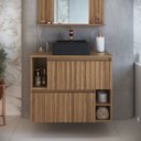 Ver imagem 1 de Gabinete de Banheiro Suspenso 75cm Luiza com 2 Portas Basculante com Cuba Marrom/Mel