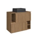Ver imagem 3 de Gabinete de Banheiro Suspenso 75cm Luiza com 2 Portas Basculante com Cuba Marrom/Mel