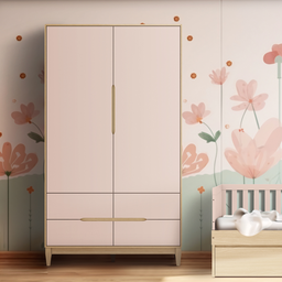 Quarto de Bebê Completo Berço Cômoda e Guarda Roupa Infantil Rosa com Carvalho Linha Tomi Quater - 11