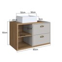 Ver imagem 3 de Gabinete de Banheiro Suspenso 80cm Helena com 2 Gavetas e Cuba Colorido/Mel/Arenas
