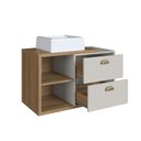 Ver imagem 5 de Gabinete de Banheiro Suspenso 80cm Helena com 2 Gavetas e Cuba Colorido/Mel/Arenas