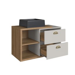 Gabinete de Banheiro Suspenso 80cm Helena com 2 Gavetas e Cuba - 5