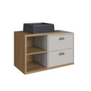 Ver imagem 2 de Gabinete de Banheiro Suspenso 80cm Helena com 2 Gavetas e Cuba Colorido/Mel/Arenas